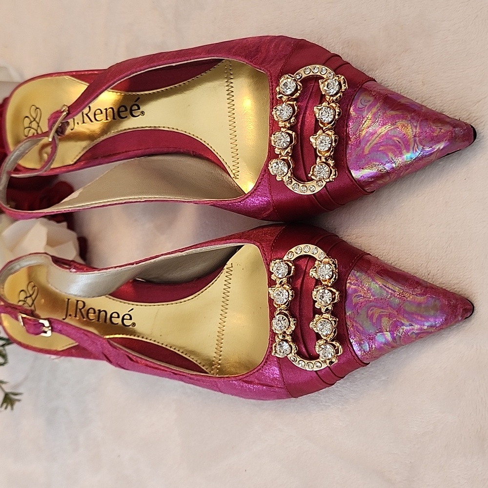 J. Renee Fuscia Color Sling Back Heels Womens Size 7M